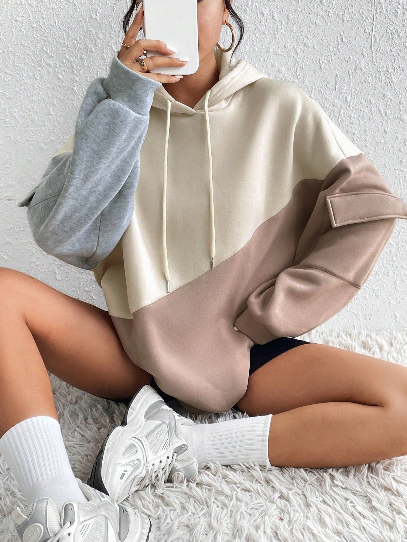 Pullover Casual Hoodie Women With Arm Pockets