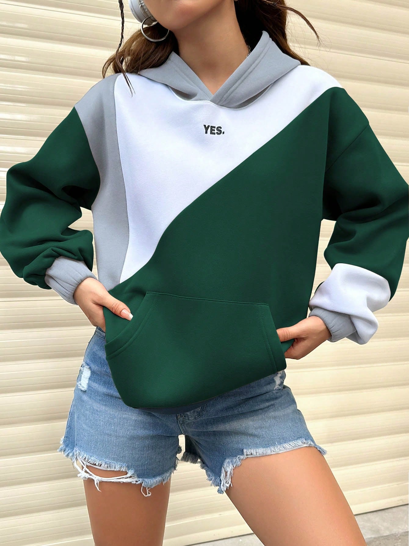 Pullover Casual Hoodie Women Green