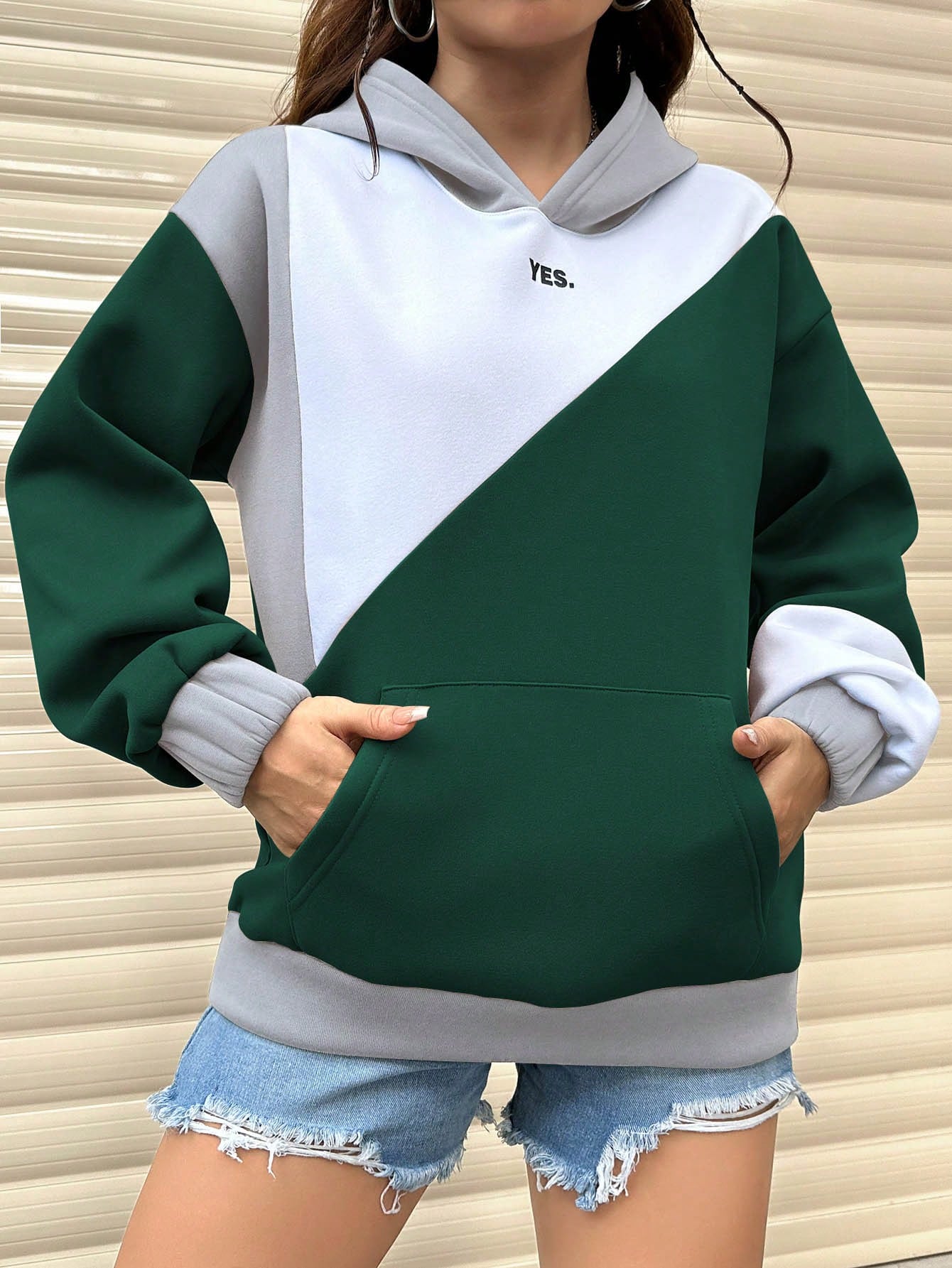 Pullover Casual Hoodie Women Green