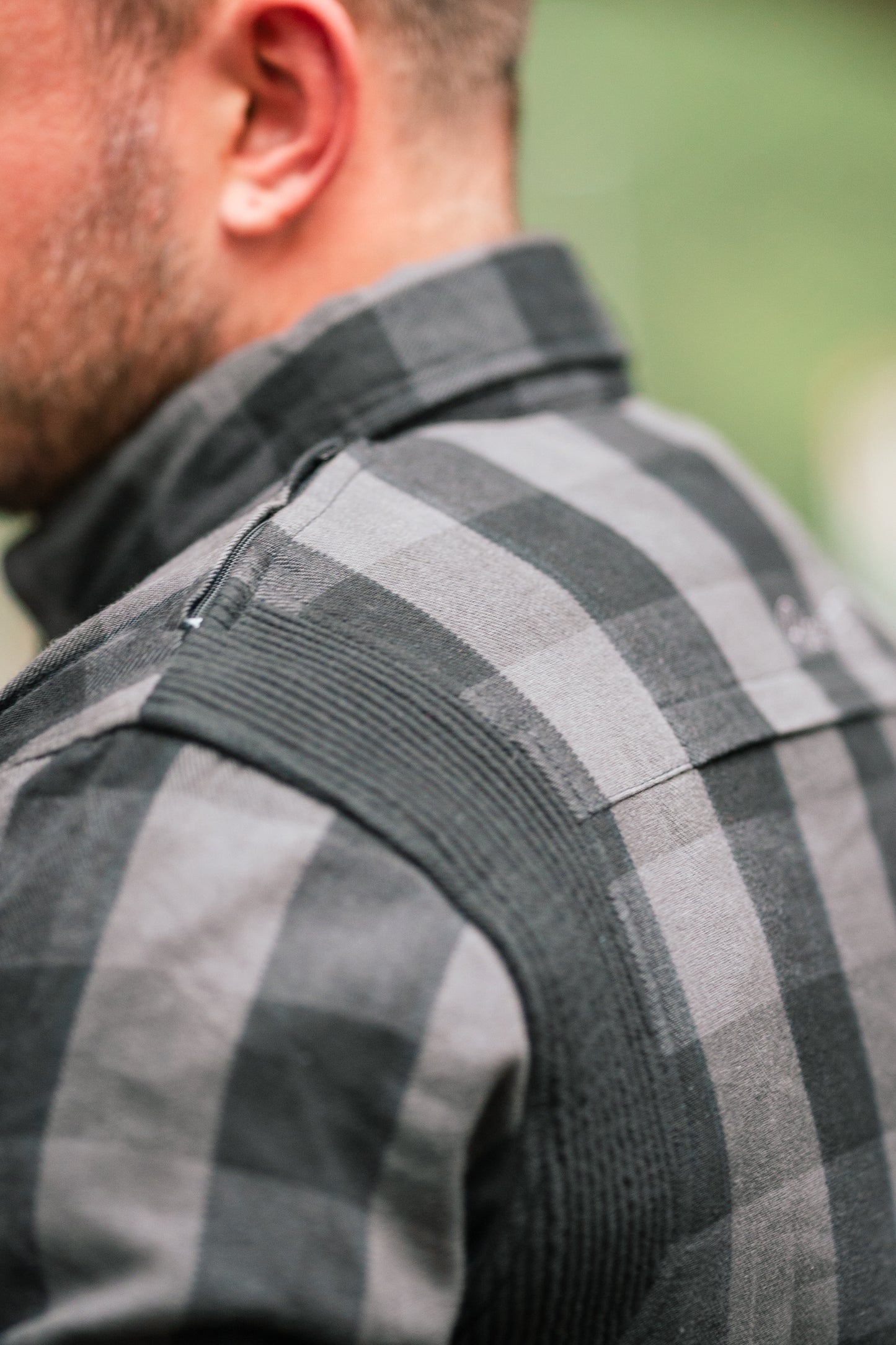 Grey Premium Flannel Kevlar Riding Shirt with Protectors