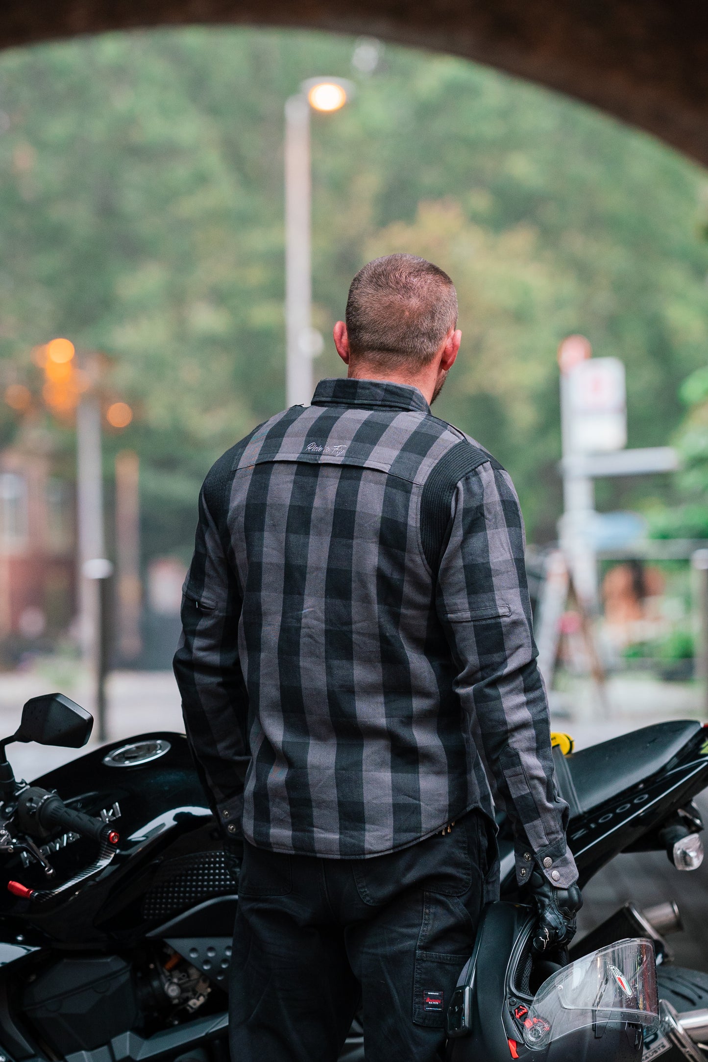 Grey Premium Flannel Kevlar Riding Shirt with Protectors