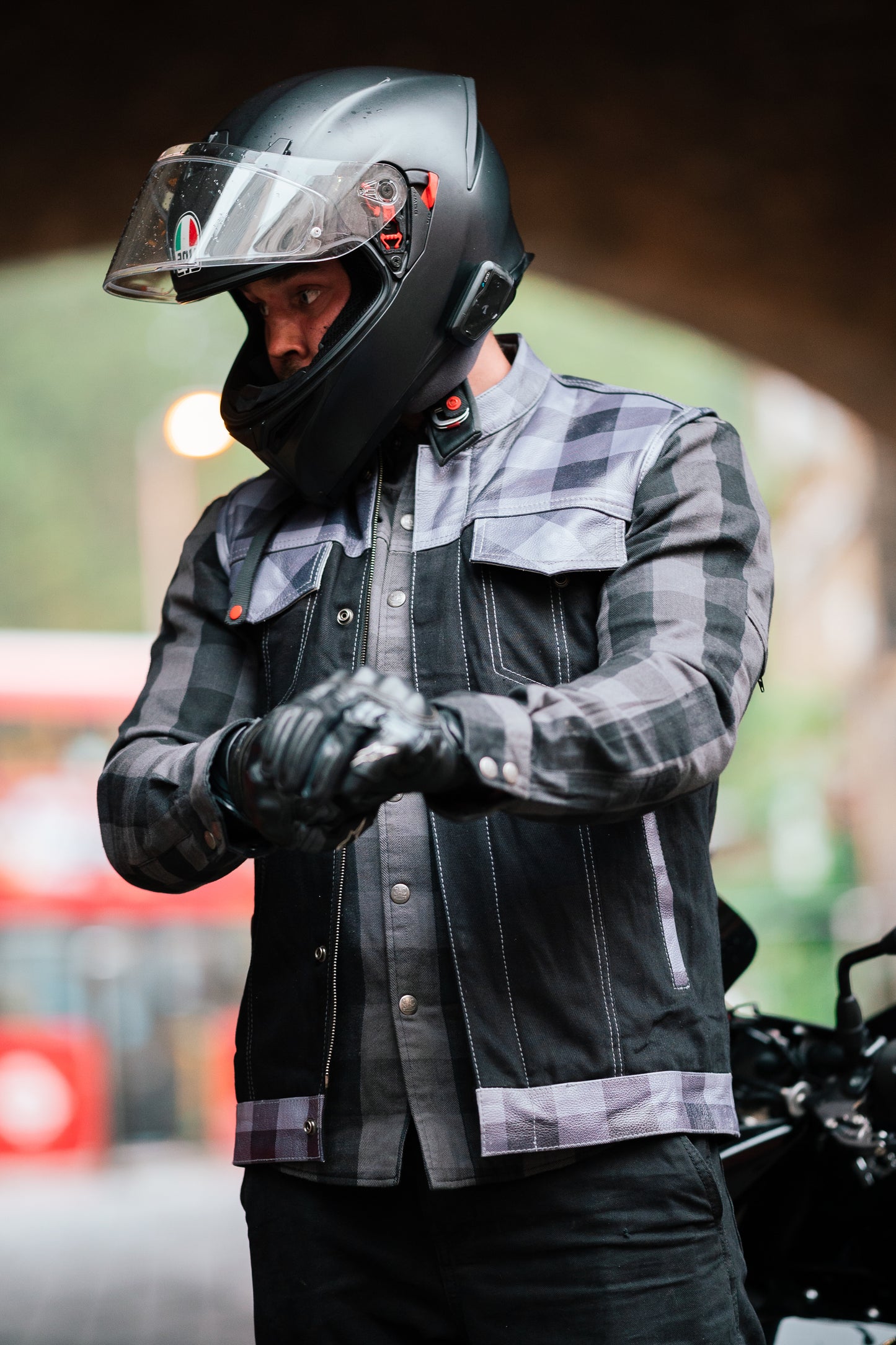 Denim Leather Vest Motorbike