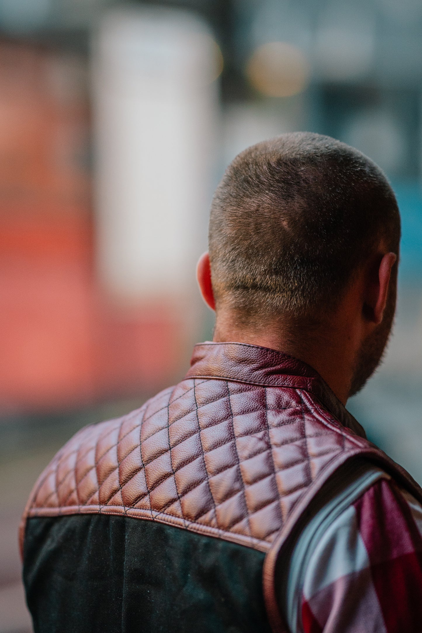Motorbike Denim Vest Leather Combo