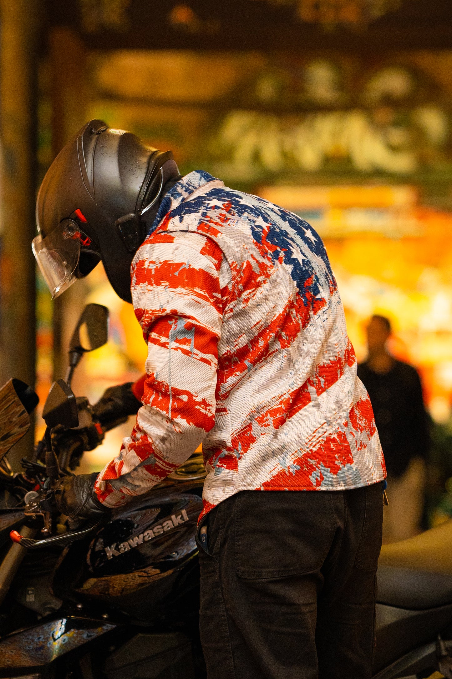 American Patriotic Mesh Biker Shirt with CE Level-1 Protectors