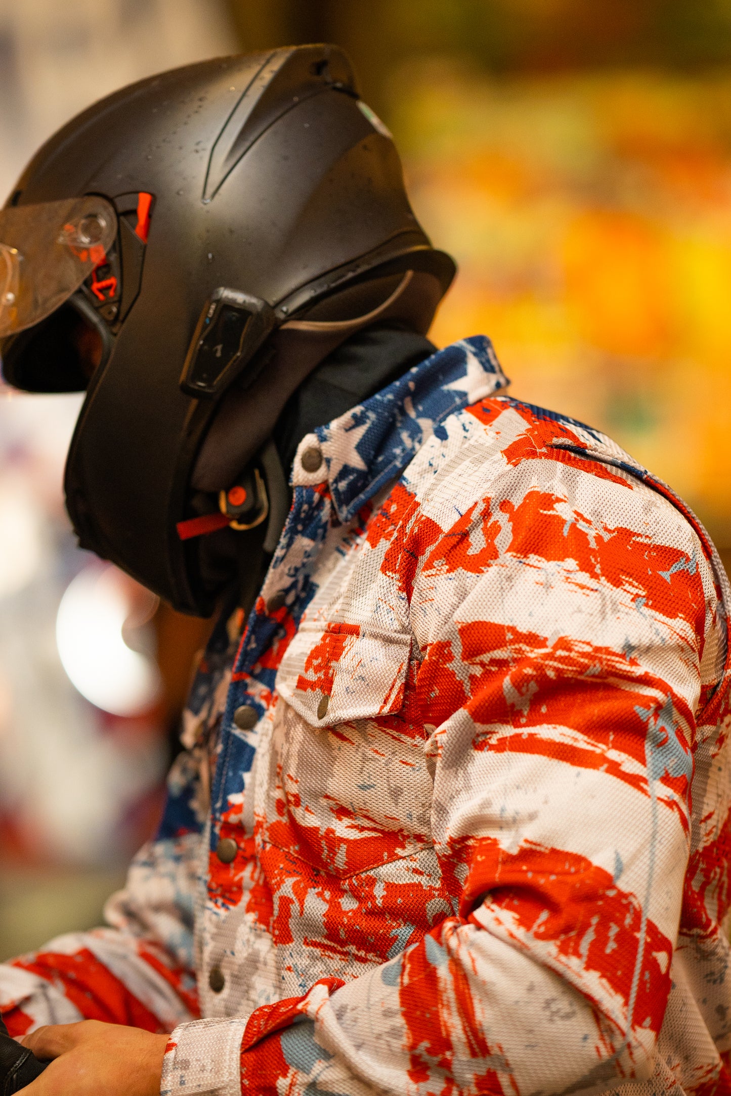 American Patriotic Mesh Biker Shirt with CE Level-1 Protectors