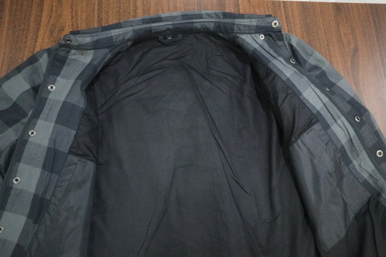 Grey Premium Flannel Kevlar Riding Shirt with Protectors