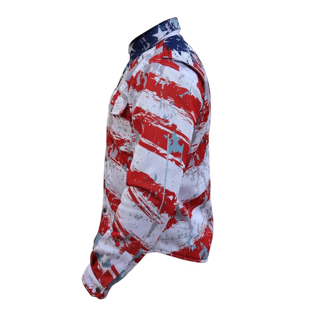 American Patriotic Mesh Biker Shirt with CE Level-1 Protectors