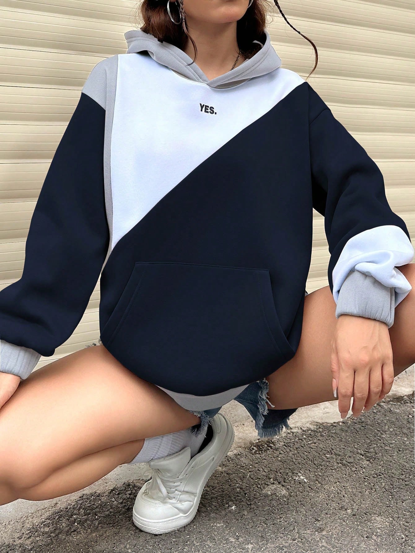 Pullover Casual Hoodie Women Navy