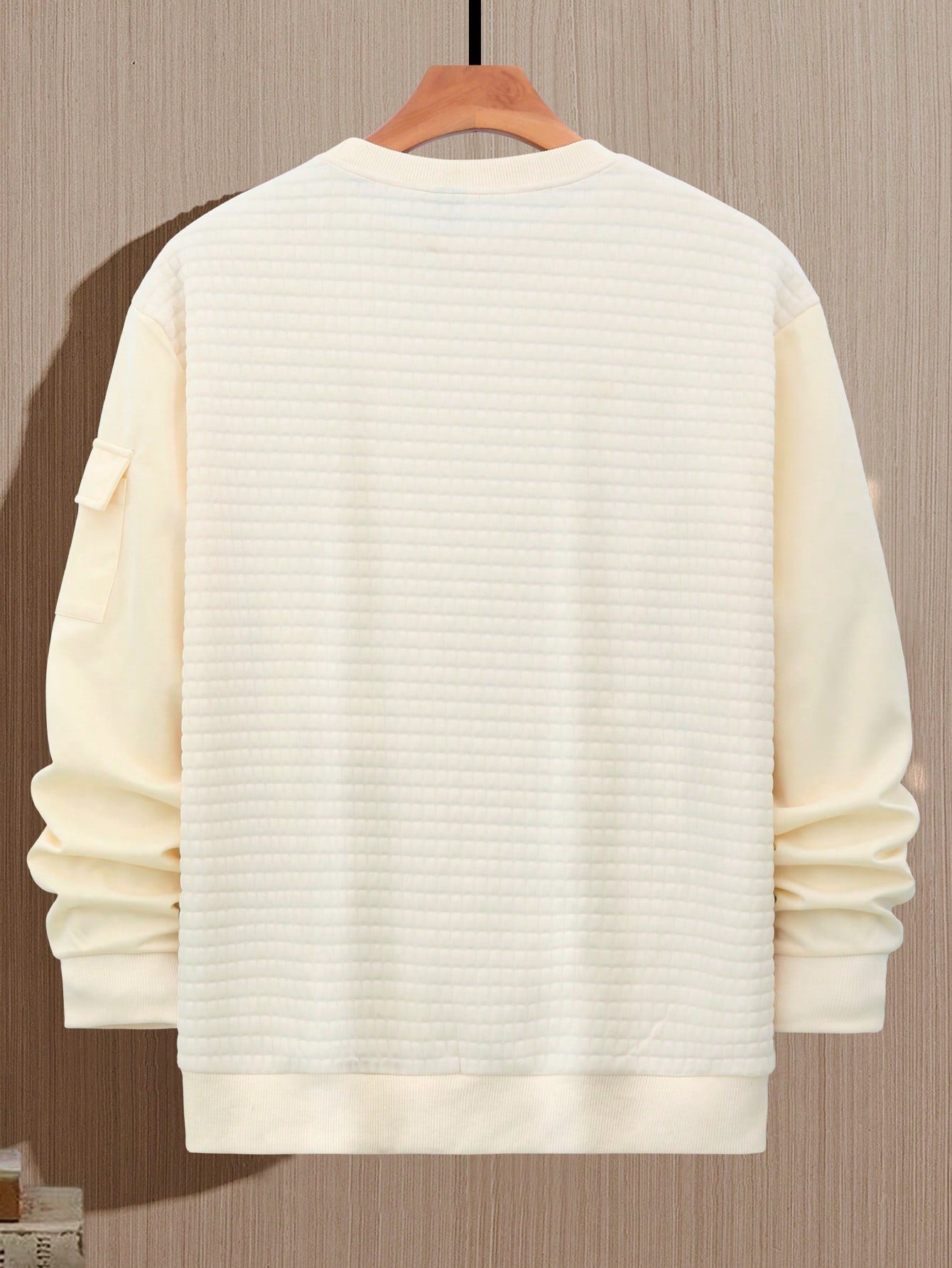 Men's Solid Color Round Neck Long Sleeve Casual Loose Pullover Sweatshirt