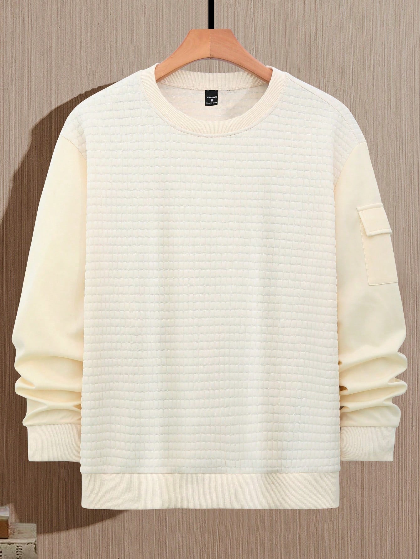 Men's Solid Color Round Neck Long Sleeve Casual Loose Pullover Sweatshirt