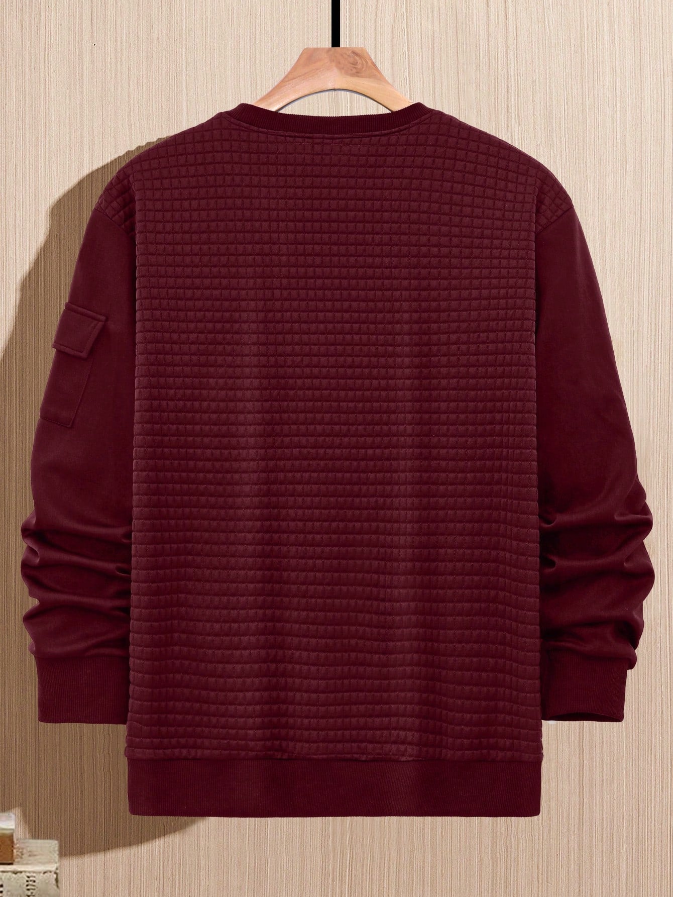 Men's Solid Color Round Neck Long Sleeve Casual Loose Pullover Sweatshirt