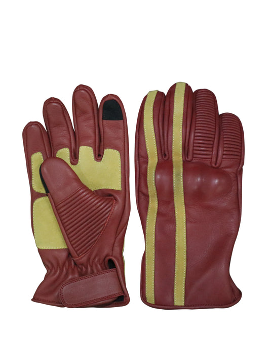 Motorbike Maroon Leather Gloves