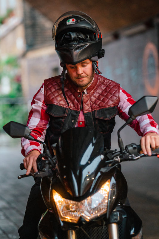 Motorbike Denim Vest Leather Combo
