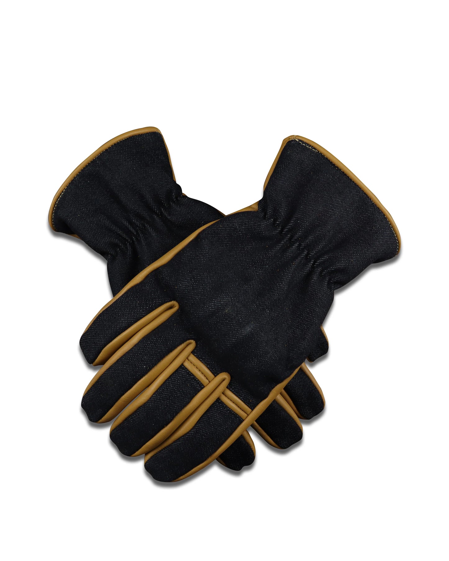 Motorbike Denim Leather Gloves Black