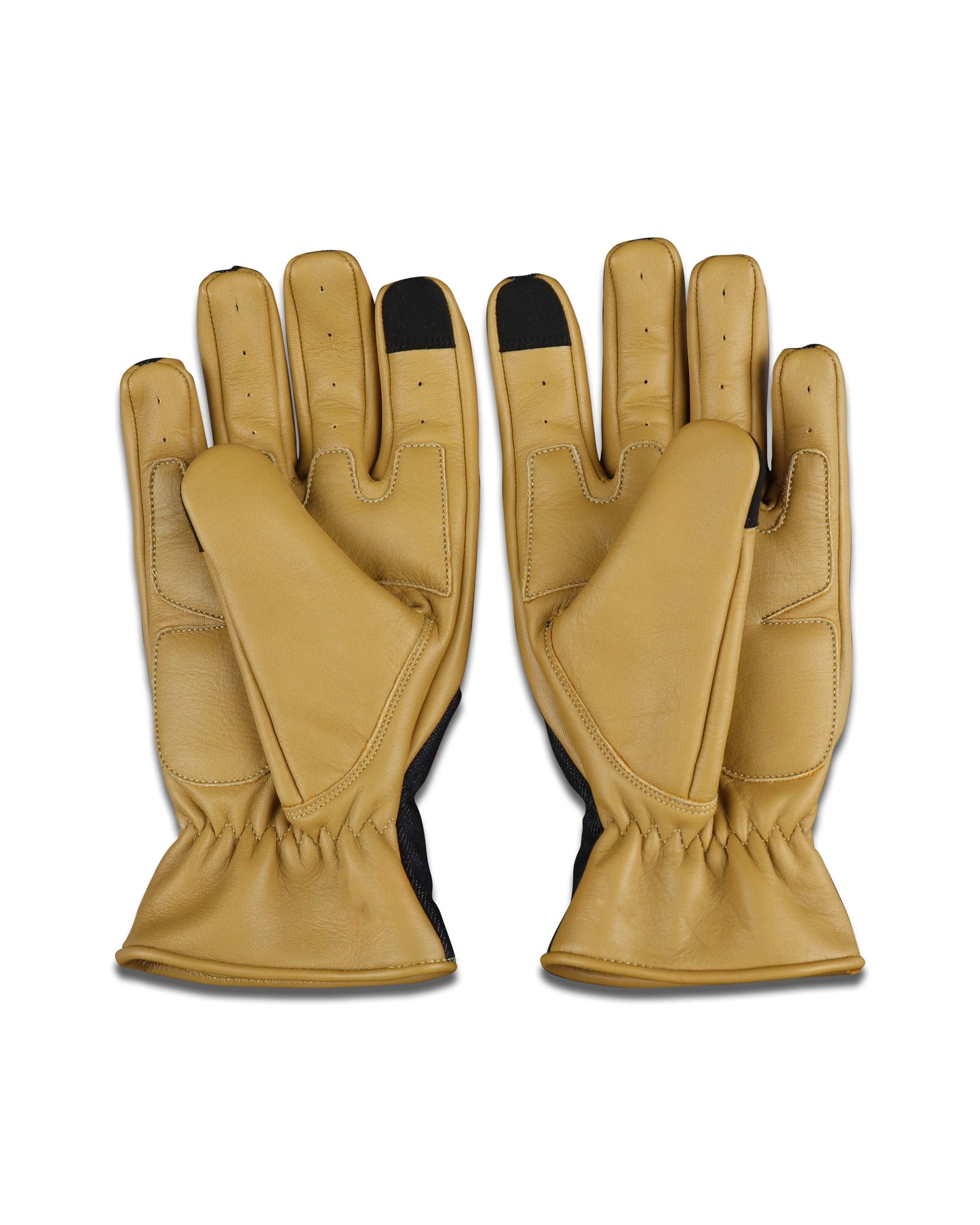 Motorbike Denim Leather Gloves Black