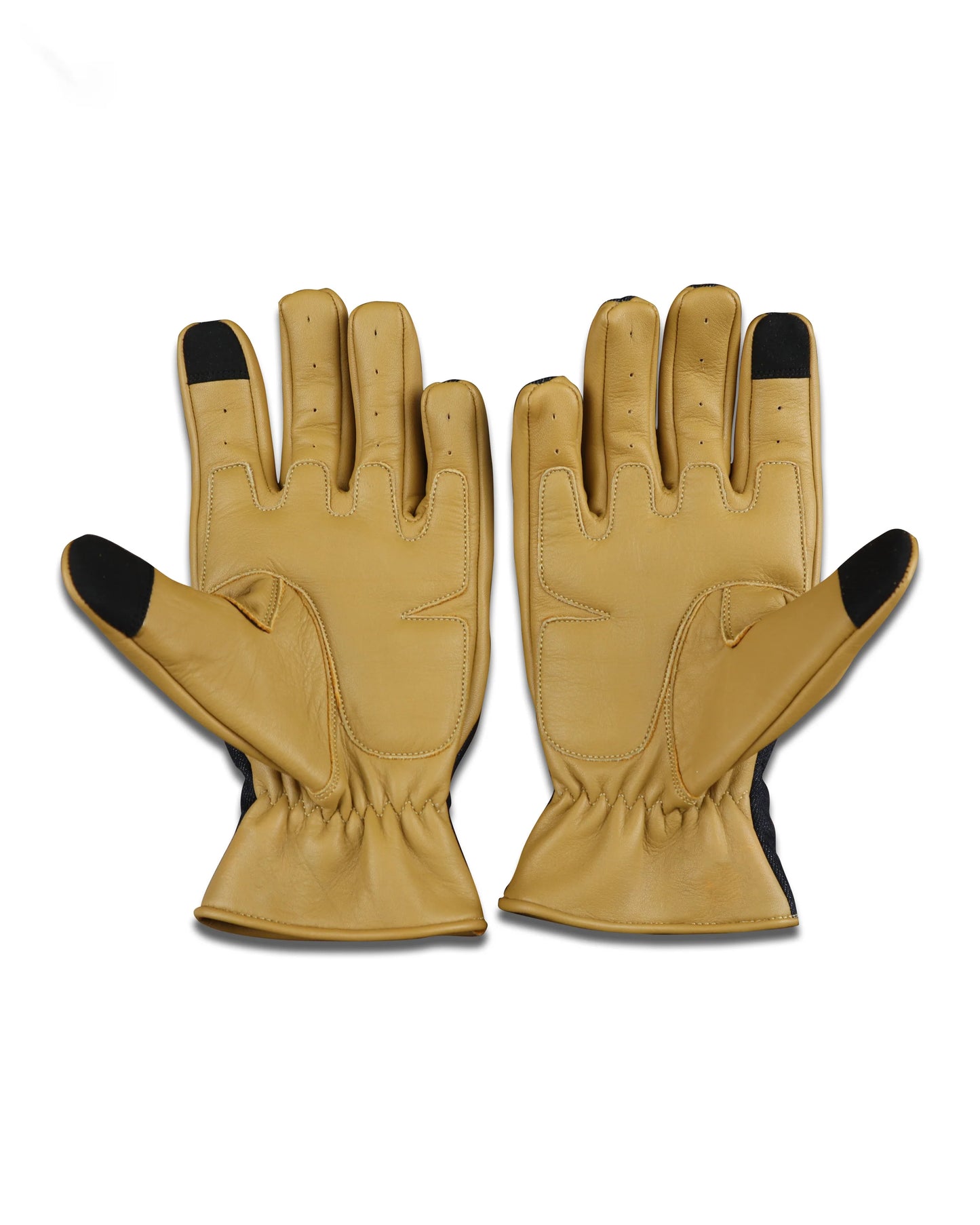 Motorbike Denim Leather Gloves Black