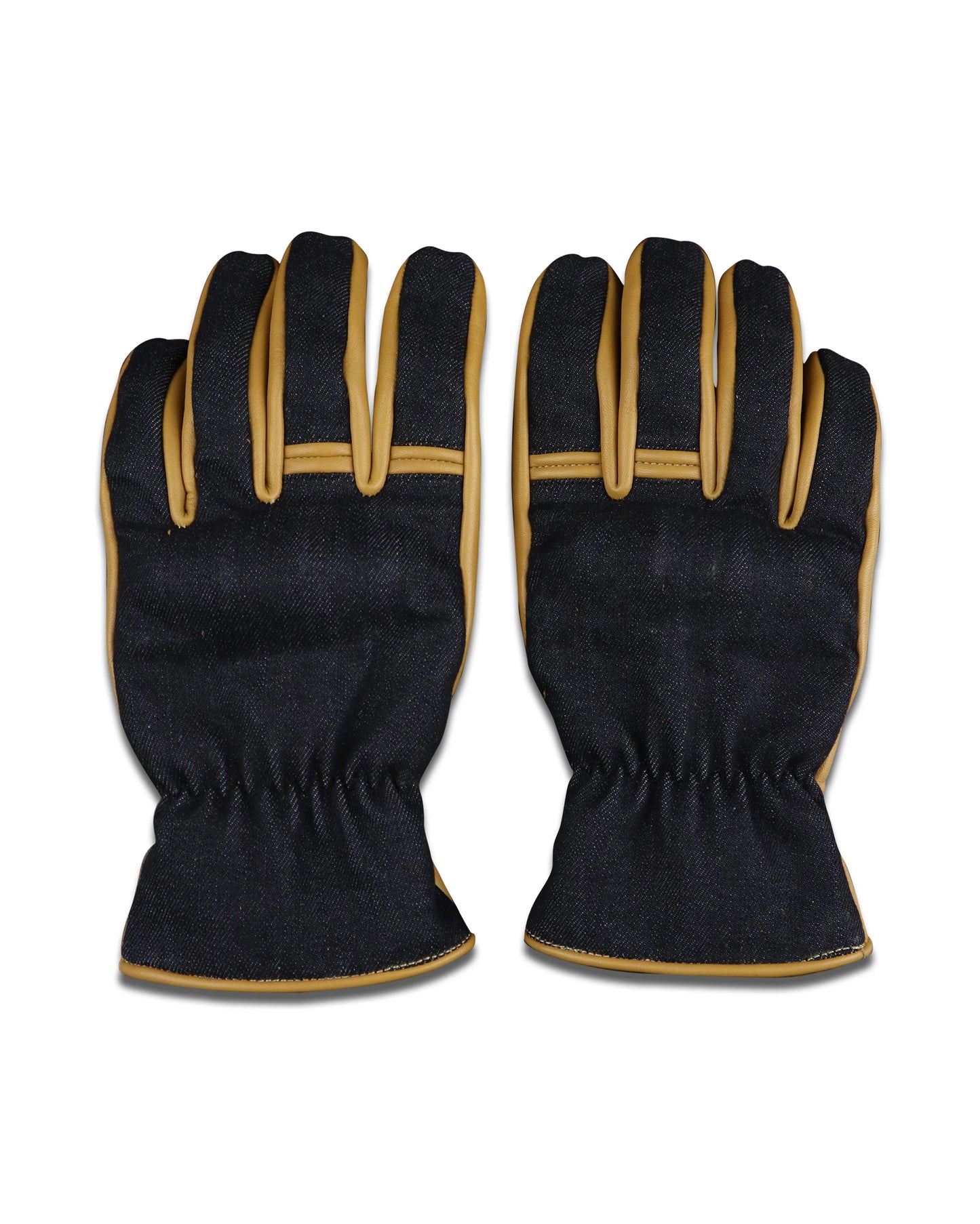 Motorbike Denim Leather Gloves Black