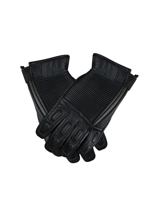 Motorbike Black Leather Gloves